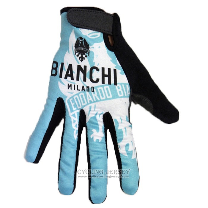 2020 Bianchi Full Finger Gloves Cycling Blue White